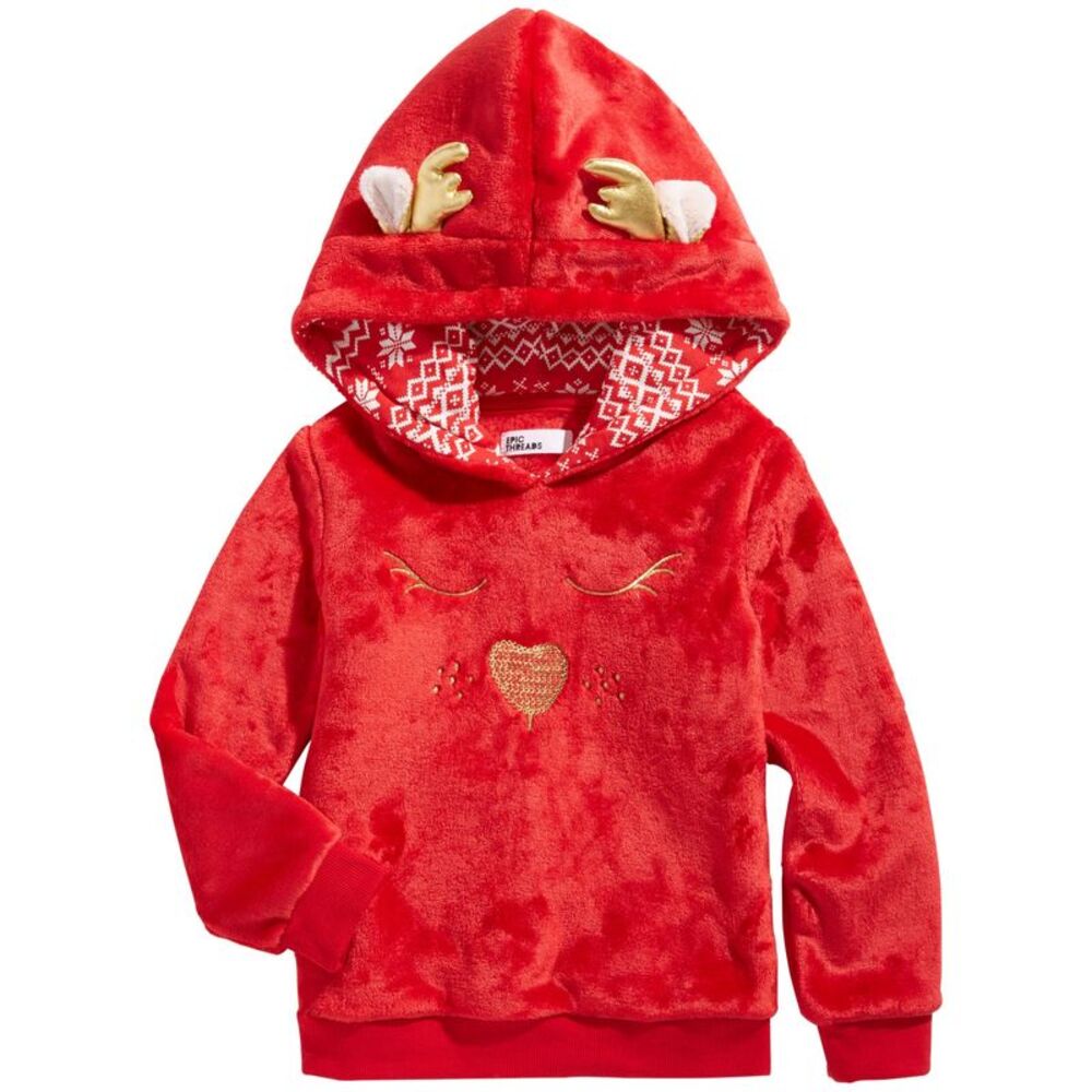 Epic Threads Little Girls Faux Fur Reindeer Hoodie